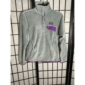 Patagonia Gray/Purple Fleece Pullover Top